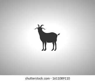 Goat Silhouette on White Background. Isolated Vector Animal Template for Logo Company, Icon, Symbol etc