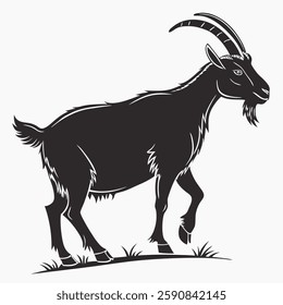 Goat silhouette on white background 