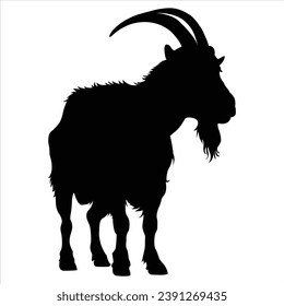 Goat Silhouette on White Canvas.