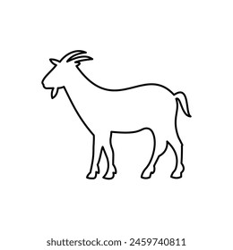 Goat silhouette, outline icon vector. Farm goat. Livestock concept. Goat sign on white background. Goat. Cheese illustration. Dairy products. Milk symbol. Meat logo