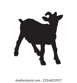 goat silhouette set collection isolated black on white background vector illustration