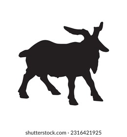 goat silhouette set collection isolated black on white background vector illustration
