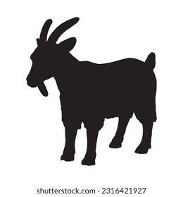 goat silhouette set collection isolated black on white background vector illustration