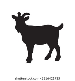 goat silhouette set collection isolated black on white background vector illustration