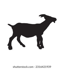 goat silhouette set collection isolated black on white background vector illustration
