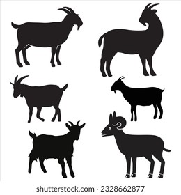Goat Silhouette Set illustration with white background. svg