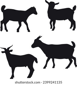 Goat silhouette set vector illustrations download