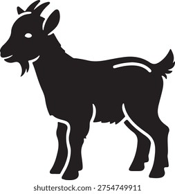 Goat silhouette side view, isolated on transparent background, farm animal, mammal, caprine, livestock, domestic
