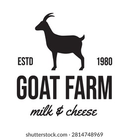 Goat silhouette with text and establishment date black on white background