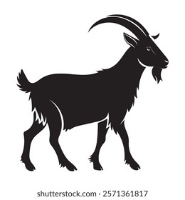 Goat silhouette vector art illustration on white background