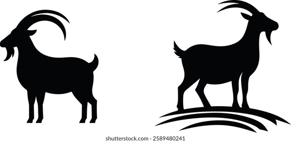 Goat silhouette vector art illustration. 