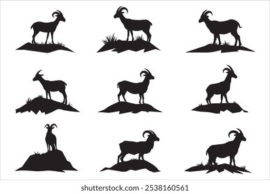 "Goat Silhouette Vector for Farm Designs,"
