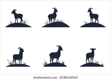 "Goat Silhouette Vector for Farm Designs,"
