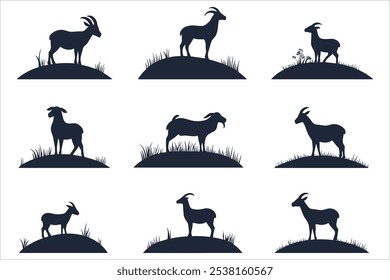 "Goat Silhouette Vector for Farm Designs,"
