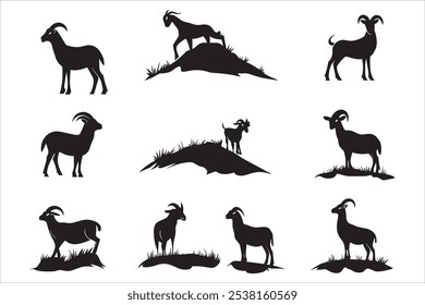 "Goat Silhouette Vector for Farm Designs,"
