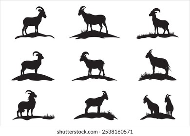 "Goat Silhouette Vector for Farm Designs,"
