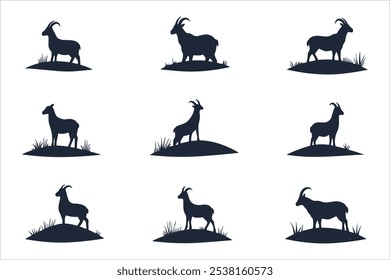 "Goat Silhouette Vector for Farm Designs,"
