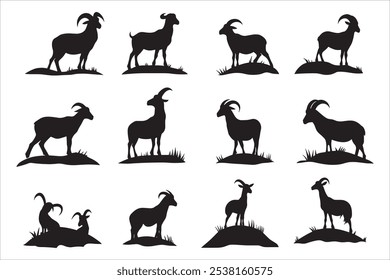 "Goat Silhouette Vector for Farm Designs,"
