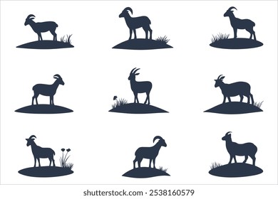 "Goat Silhouette Vector for Farm Designs,"
