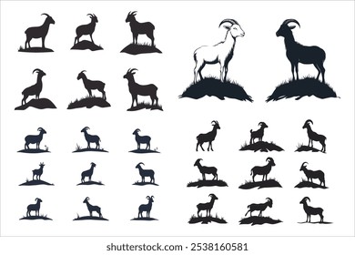 "Goat Silhouette Vector for Farm Designs,"
