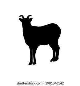 Goat Silhouette - Vector Flat Design Illustration : Suitable for Animal Theme and Other Graphic Related Assets.