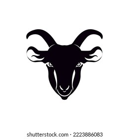 Goat silhouette vector, goat head icon, mammal animal.