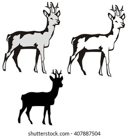Goat silhouette vector icon set. Deer icon set