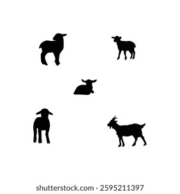 Goat and  silhouette with vector of illustration