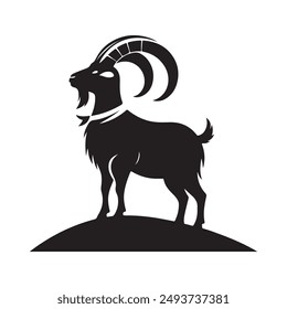 Plantilla de Ilustración vectorial de silueta de cabra