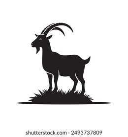 Plantilla de Ilustración vectorial de silueta de cabra