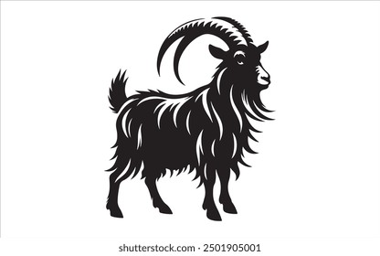 goat silhouette vector illustration in white background