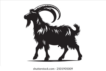 goat silhouette vector illustration in white background