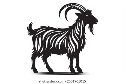 goat silhouette vector illustration in white background