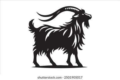 goat silhouette vector illustration in white background