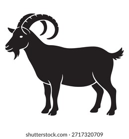 Goat Silhouette Vector Logo Icon Minimalist Black Design