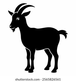 Goat silhouette vector with white background 