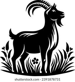 Silhouettes de cabra, velo de cabra, ilustración negra