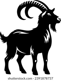 Goat Silhouettes, Cute Goat Vector Black Illustration