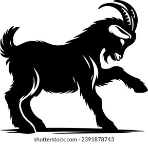 Goat Silhouettes, Cute Goat Vector Black Illustration
