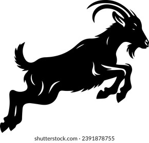 Goat Silhouettes, Cute Goat Vector Black Illustration