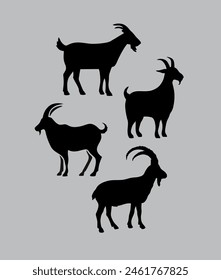 Goat siluet vector with different design and goat icon siluet 