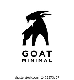 Goat simple black logo icon design illustration template vector