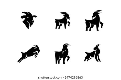 Cabra simple negro logo icono diseño ilustración Plantilla Vector