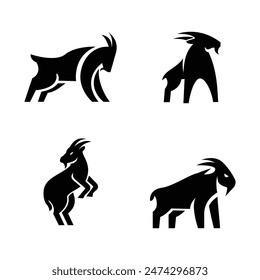 Cabra simple negro logo icono diseño ilustración Plantilla Vector