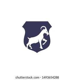 Goat Simple Logo Template Design. Mountain goat vector logo design.	
