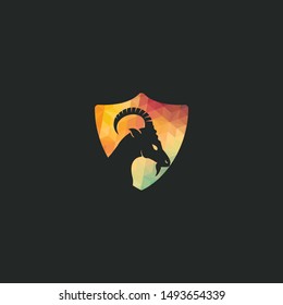 Goat Simple Logo Template Design. Mountain goat vector logo design.	
