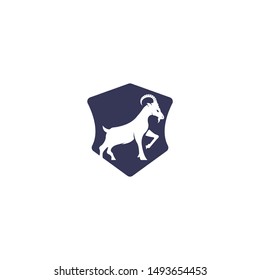 Goat Simple Logo Template Design. Mountain goat vector logo design.	
