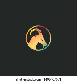 Goat Simple Logo Template Design. Mountain goat vector logo design.	