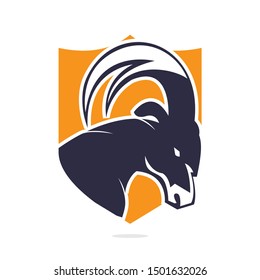 Goat Simple Logo Template Design. Mountain goat vector logo design.	