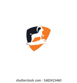 Goat Simple Logo Template Design. Mountain goat vector logo design. Goat head Logo Template vector icon illustration design	